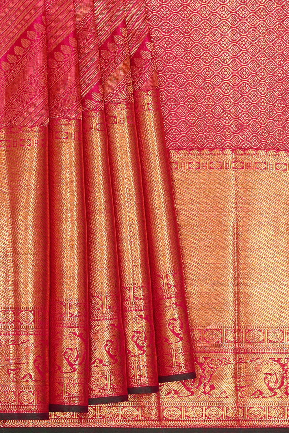 Kanchipattu Reddish Pink Brocade Saree