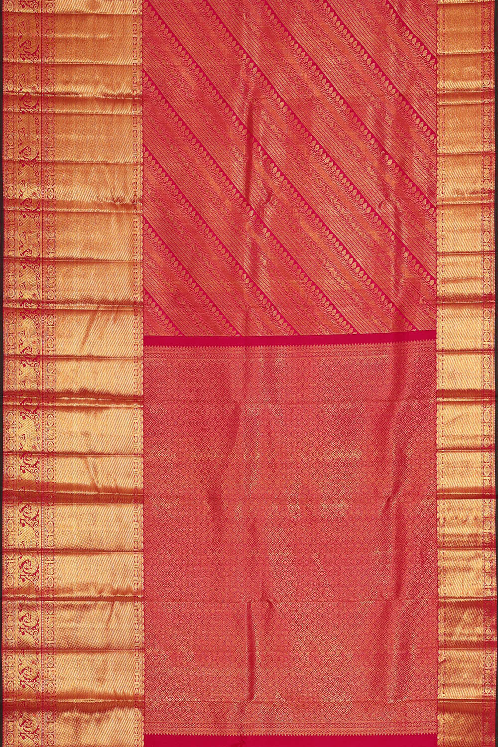 Kanchipattu Reddish Pink Brocade Saree