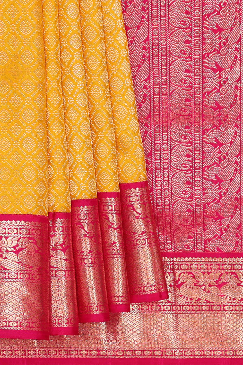 Kanchipattu Yellow Brocade Saree
