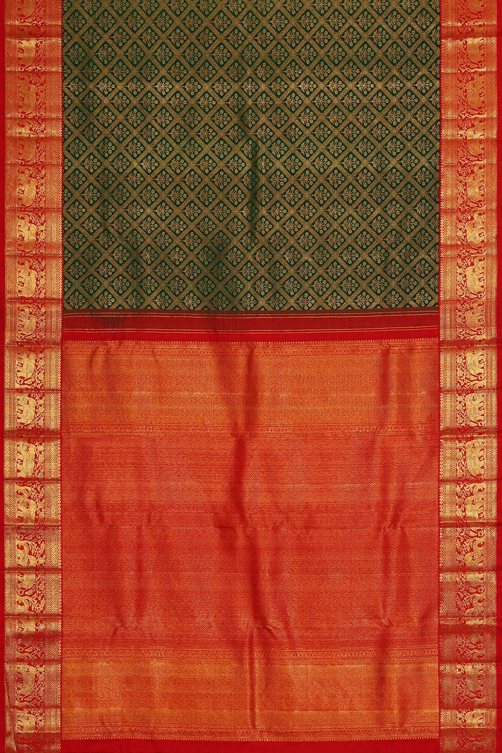 Image of Kanchipattu Bottle Green Brocade Saree