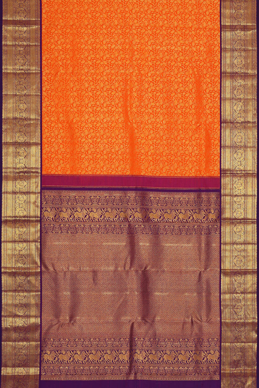 Image of Kanchipattu Orange Brocade Saree