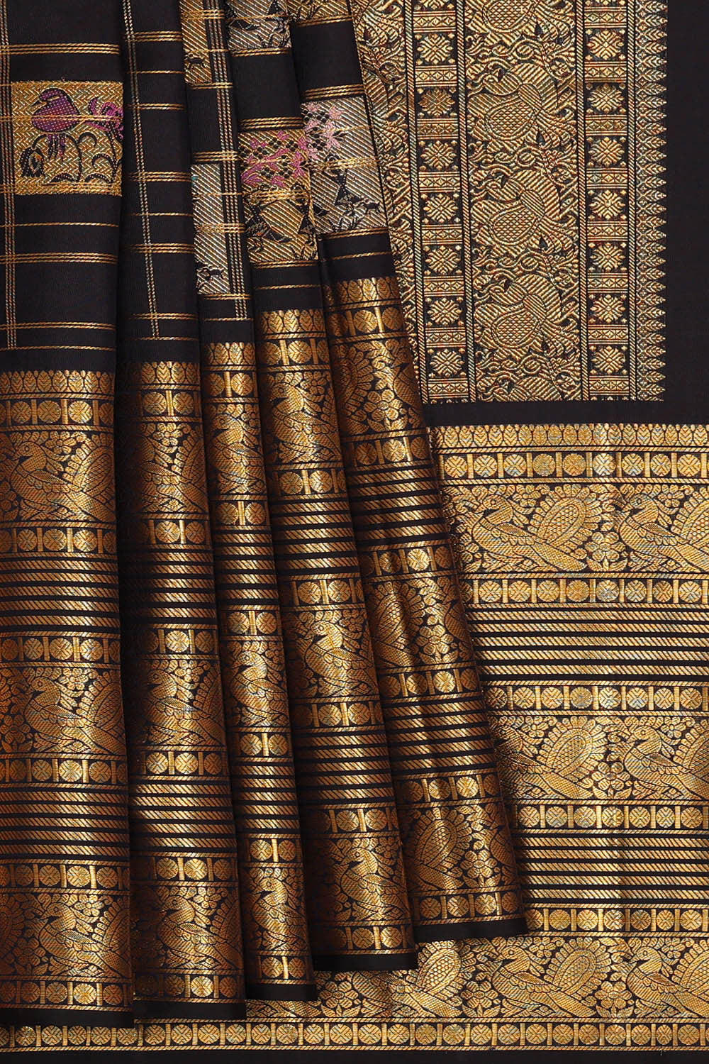 Image of Kanchipattu Black Brocade Saree