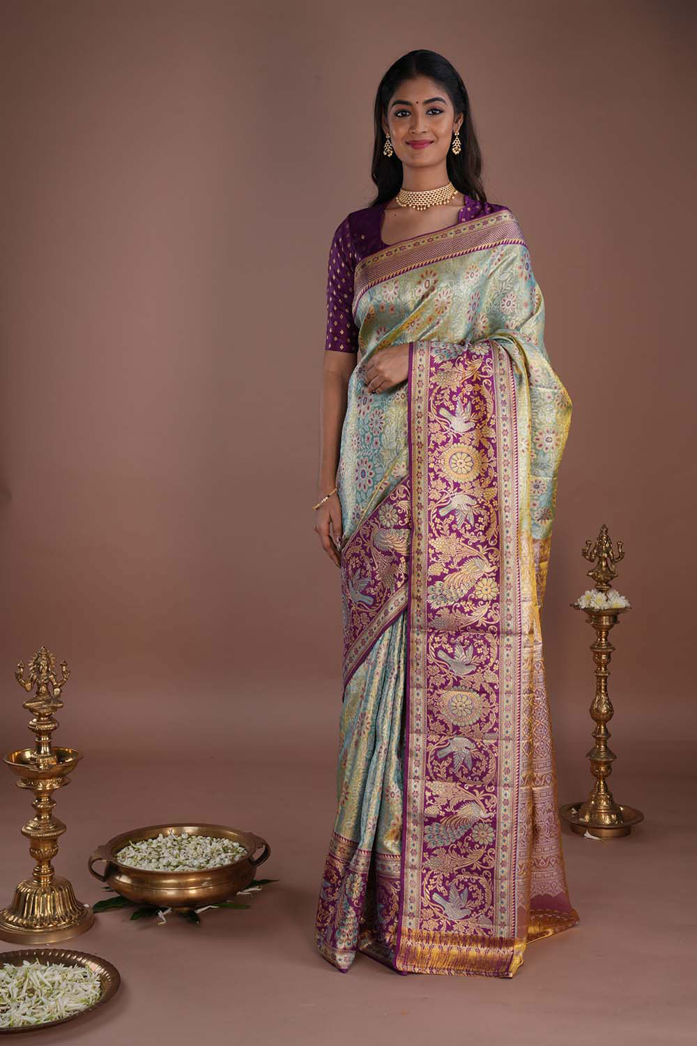 Image of Kanchipattu Brocade Blue Saree