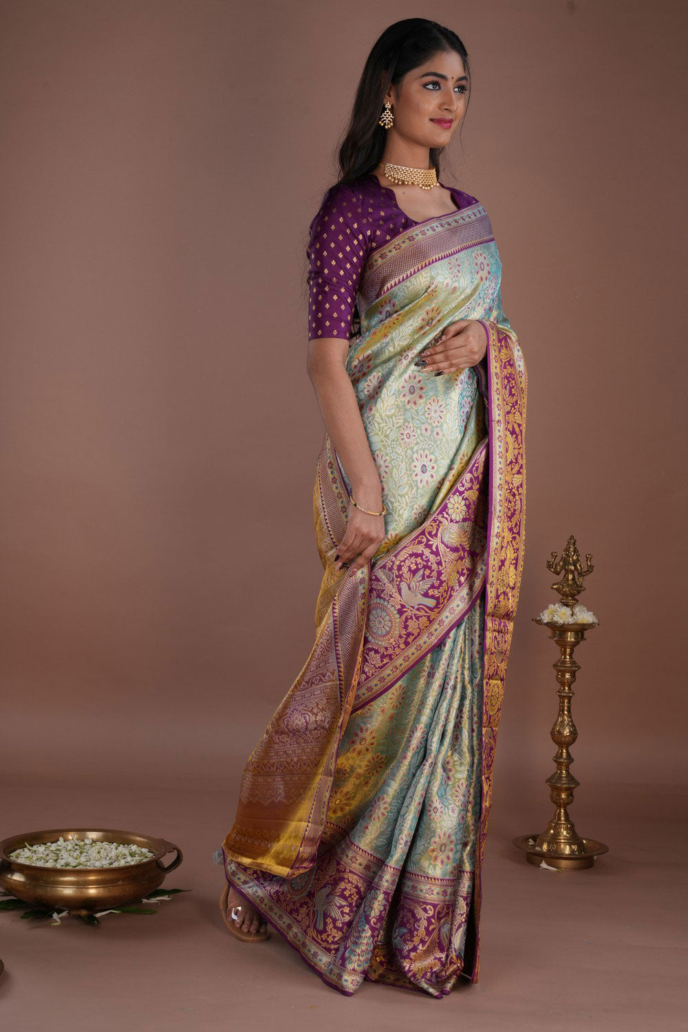 Image of Kanchipattu Brocade Blue Saree