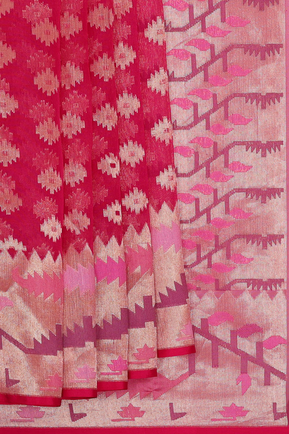 Image of Banarasi Kora Reddish Pink Saree