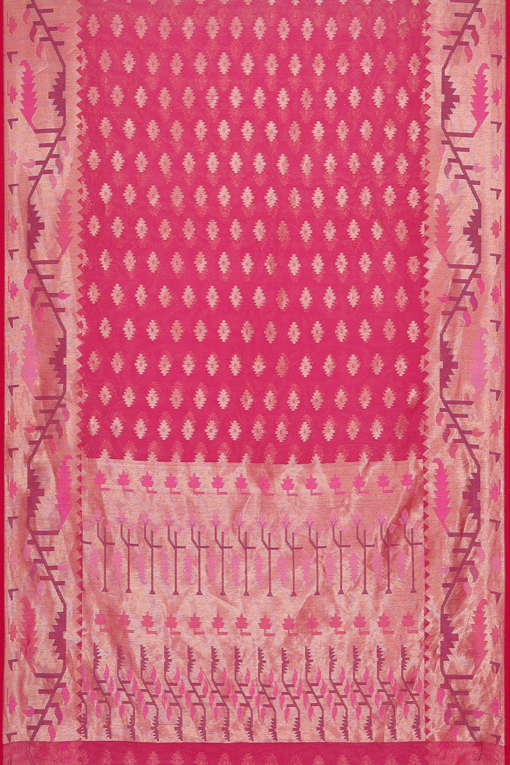 Image of Banarasi Kora Reddish Pink Saree