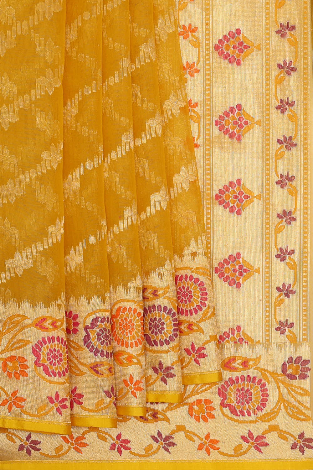 Banarasi Kora Yellow Saree