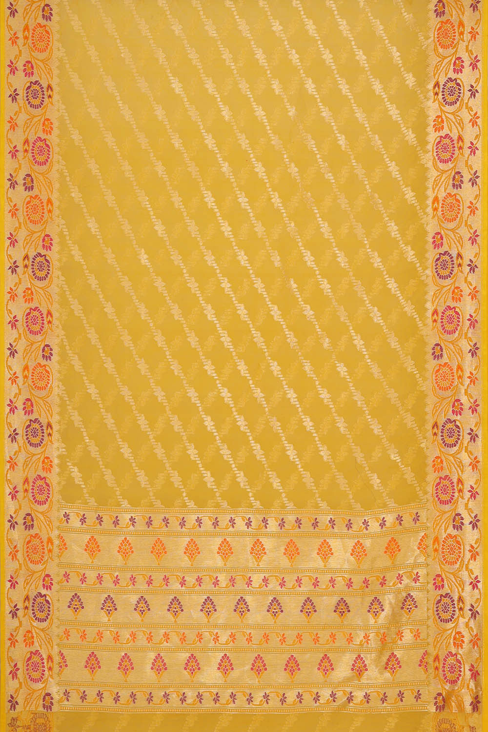 Banarasi Kora Yellow Saree