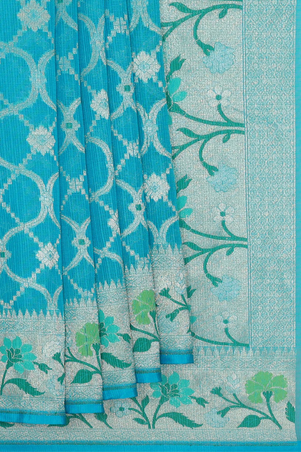 Banarasi Kora Sky Blue Saree