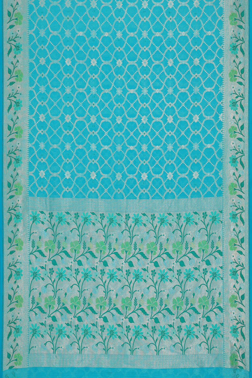 Banarasi Kora Sky Blue Saree
