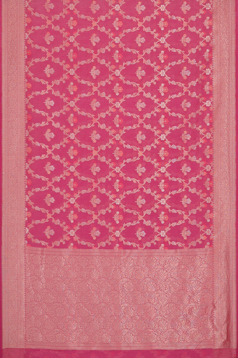 Banarasi Kora Rani Pink Saree