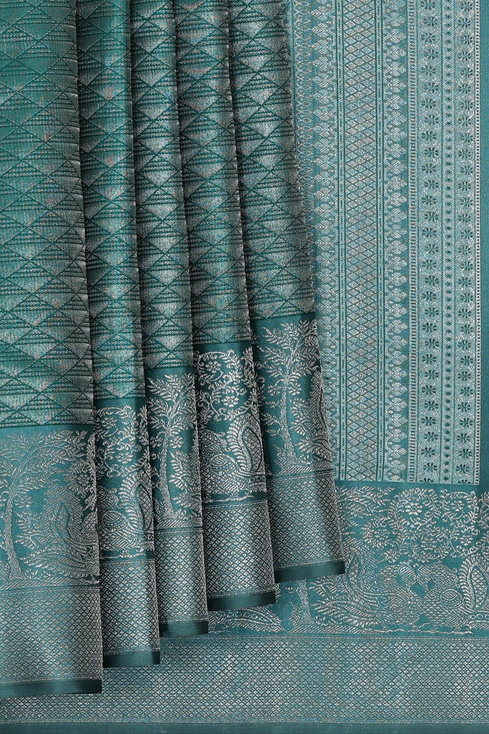 Image of Arani Silk Dark Ocean Blue Saree