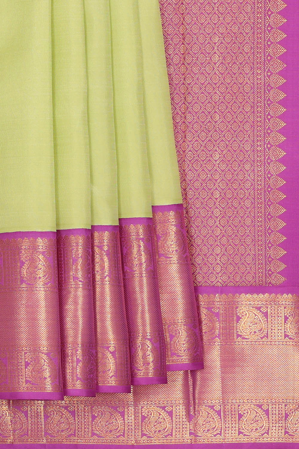 Image of Arani Silk Yellowish Green Saree