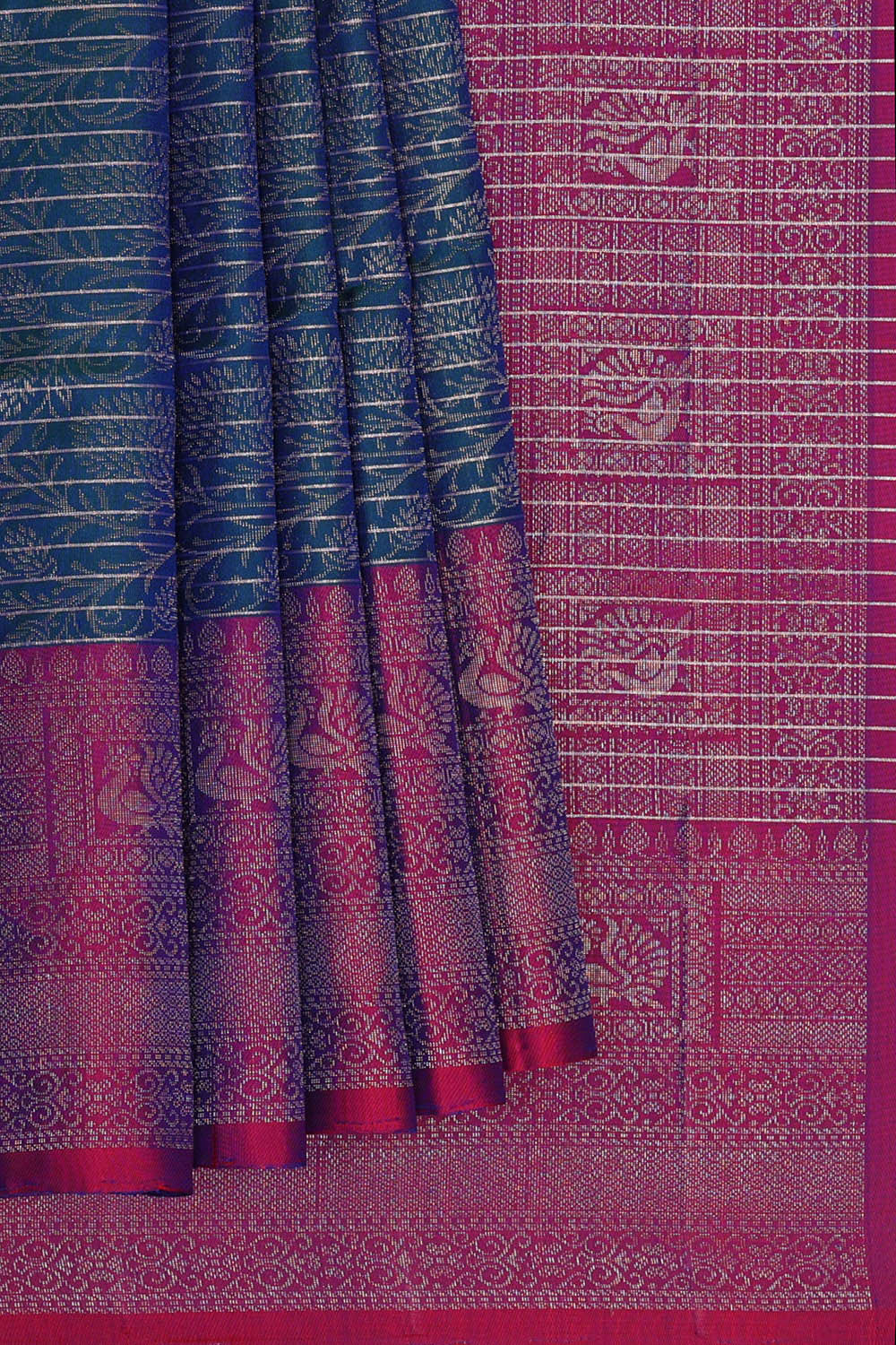 Image of Peacock Blue Silk Saree