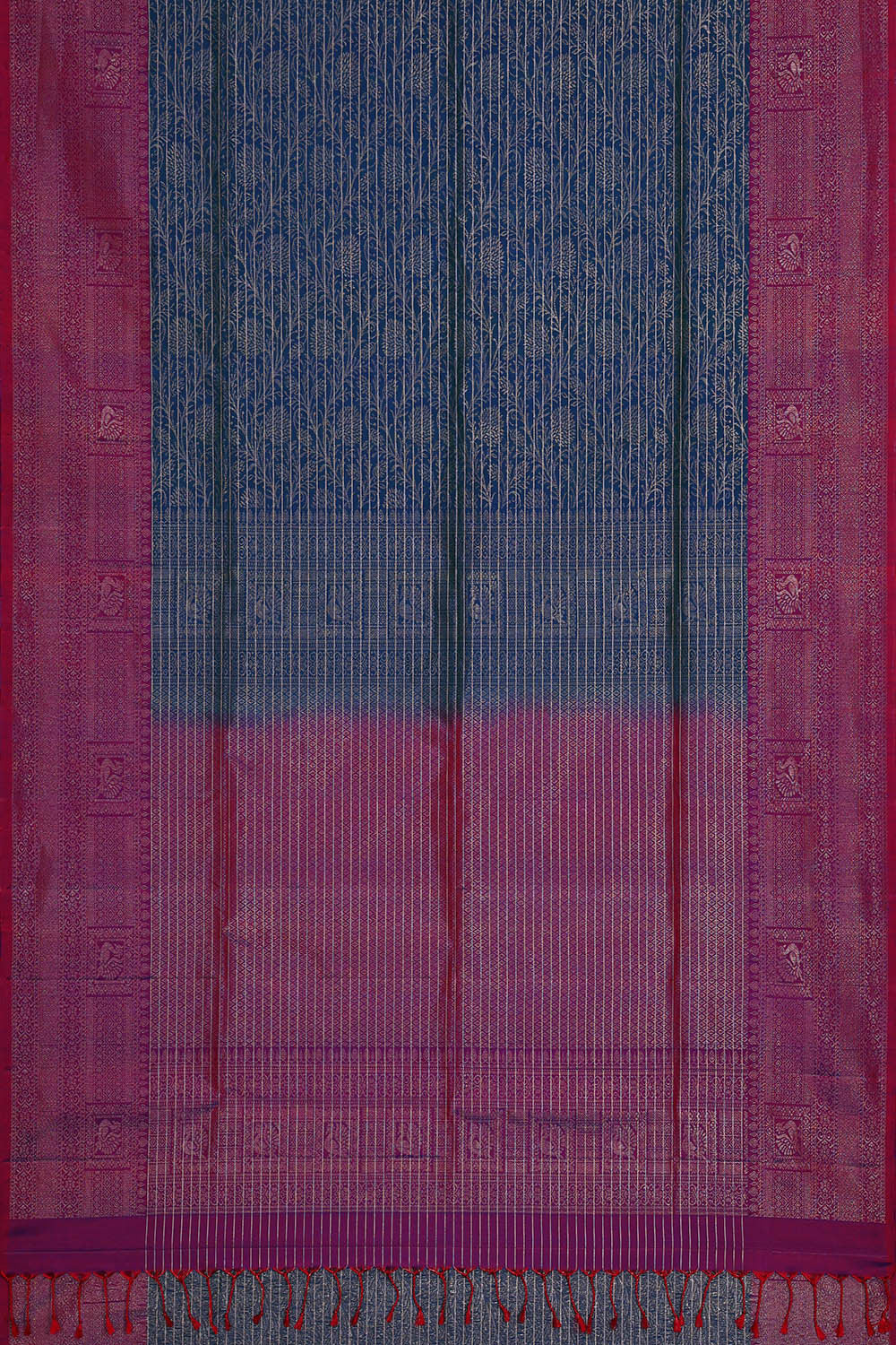 Image of Peacock Blue Silk Saree