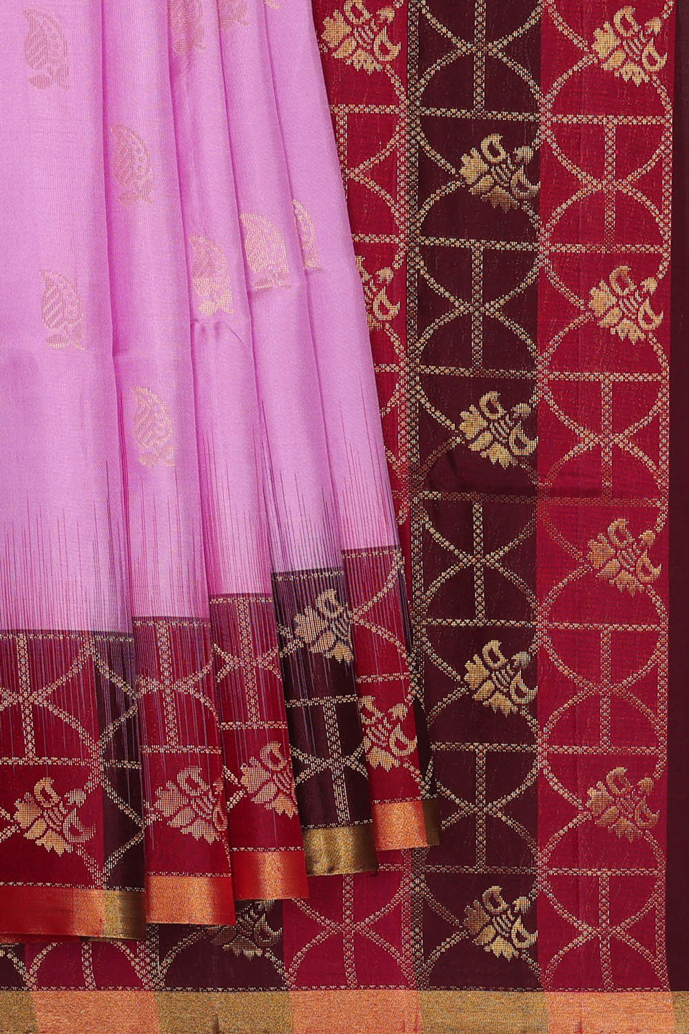 Image of Lavender Pink Silk Saree