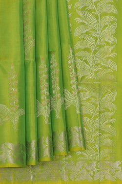Image of Parrot Green Silk Saree