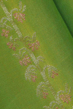 Image of Parrot Green Silk Saree