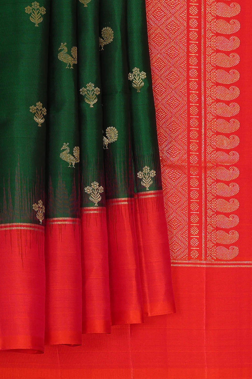 Image of Bottle Green Silk Saree