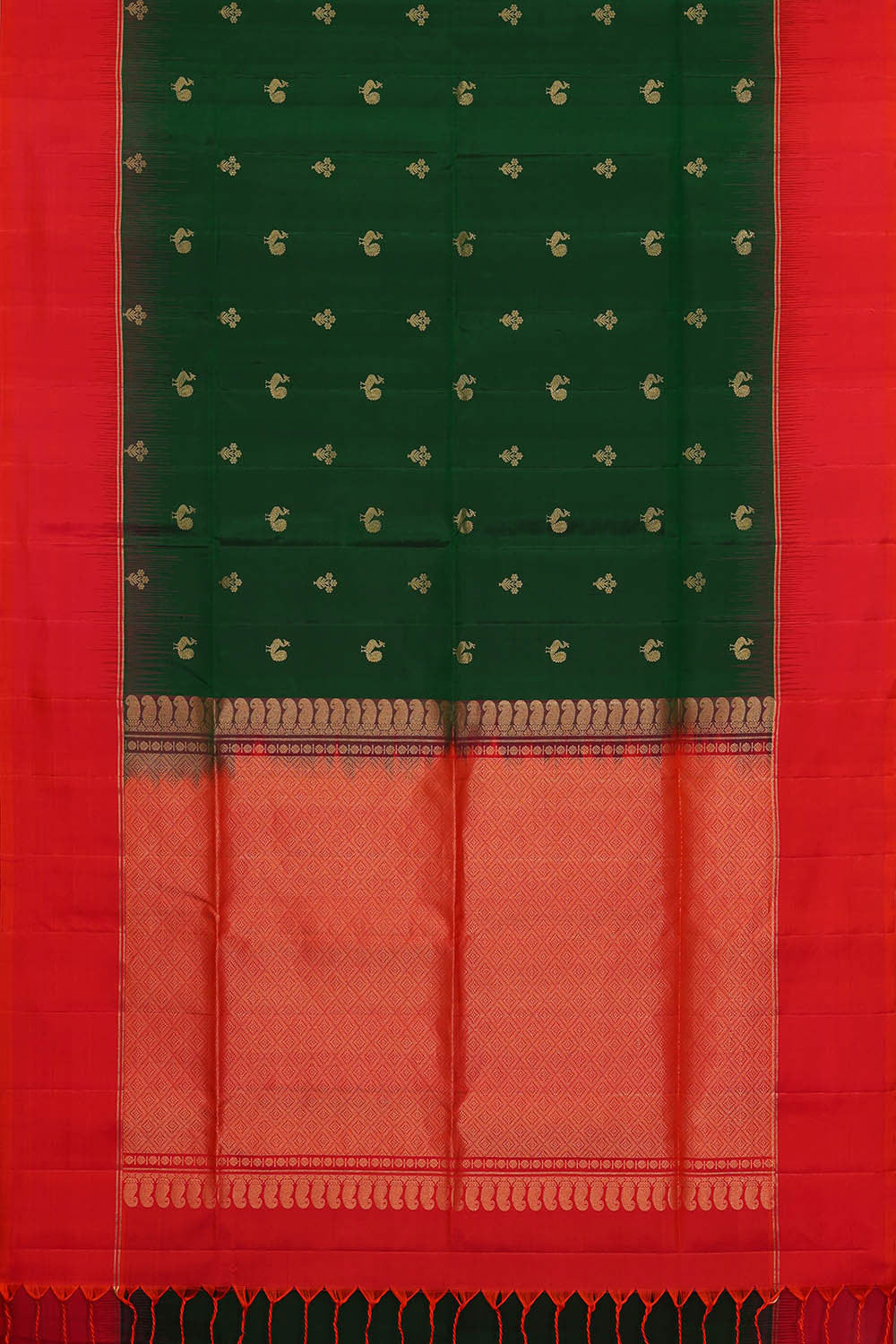 Image of Bottle Green Silk Saree