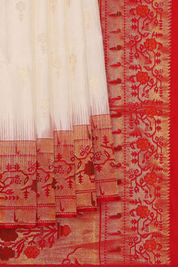 Image of Off- White Silk Saree