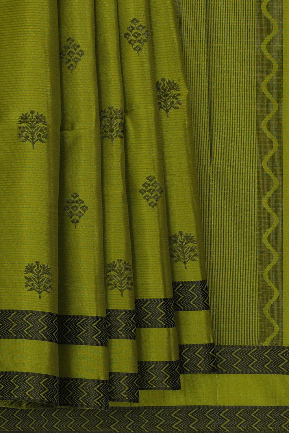 Image of Parrot Green Silk Saree