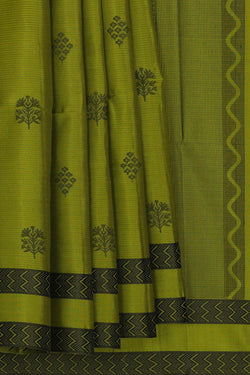 Image of Parrot Green Silk Saree
