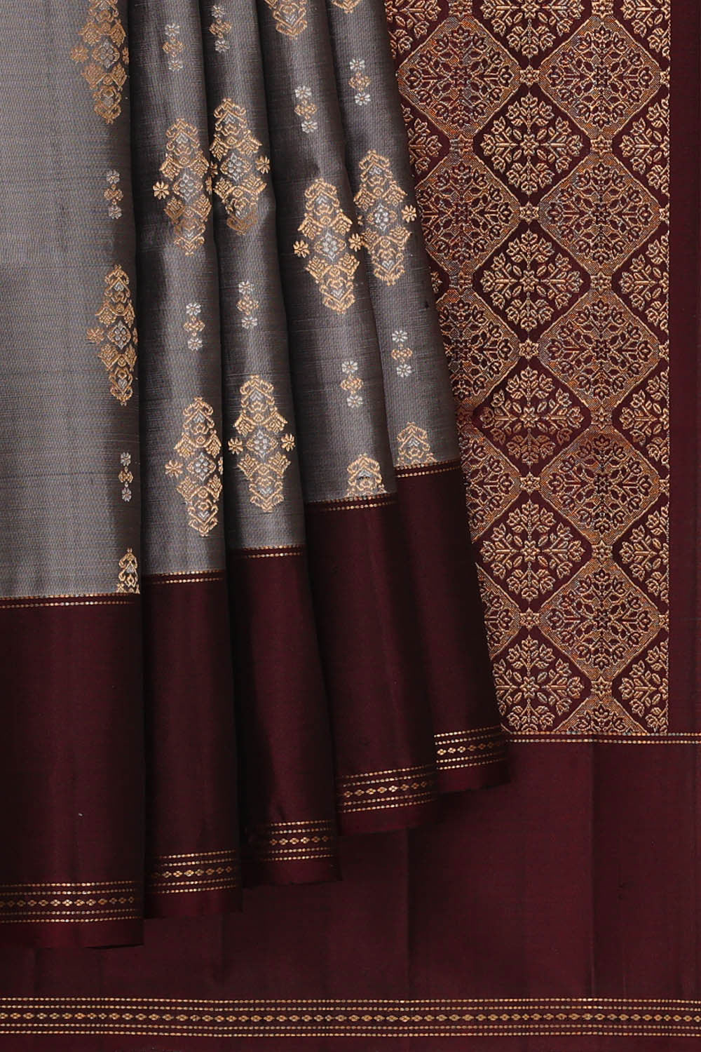 Image of Grey Silk Saree