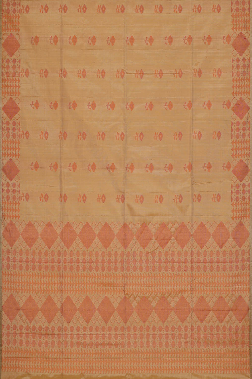 Cream Pink Silk Saree
