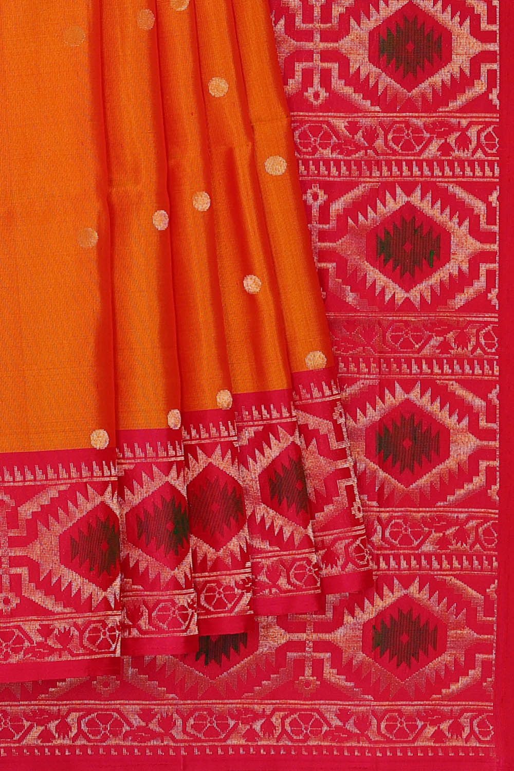 Image of Mustard Orange Silk Saree