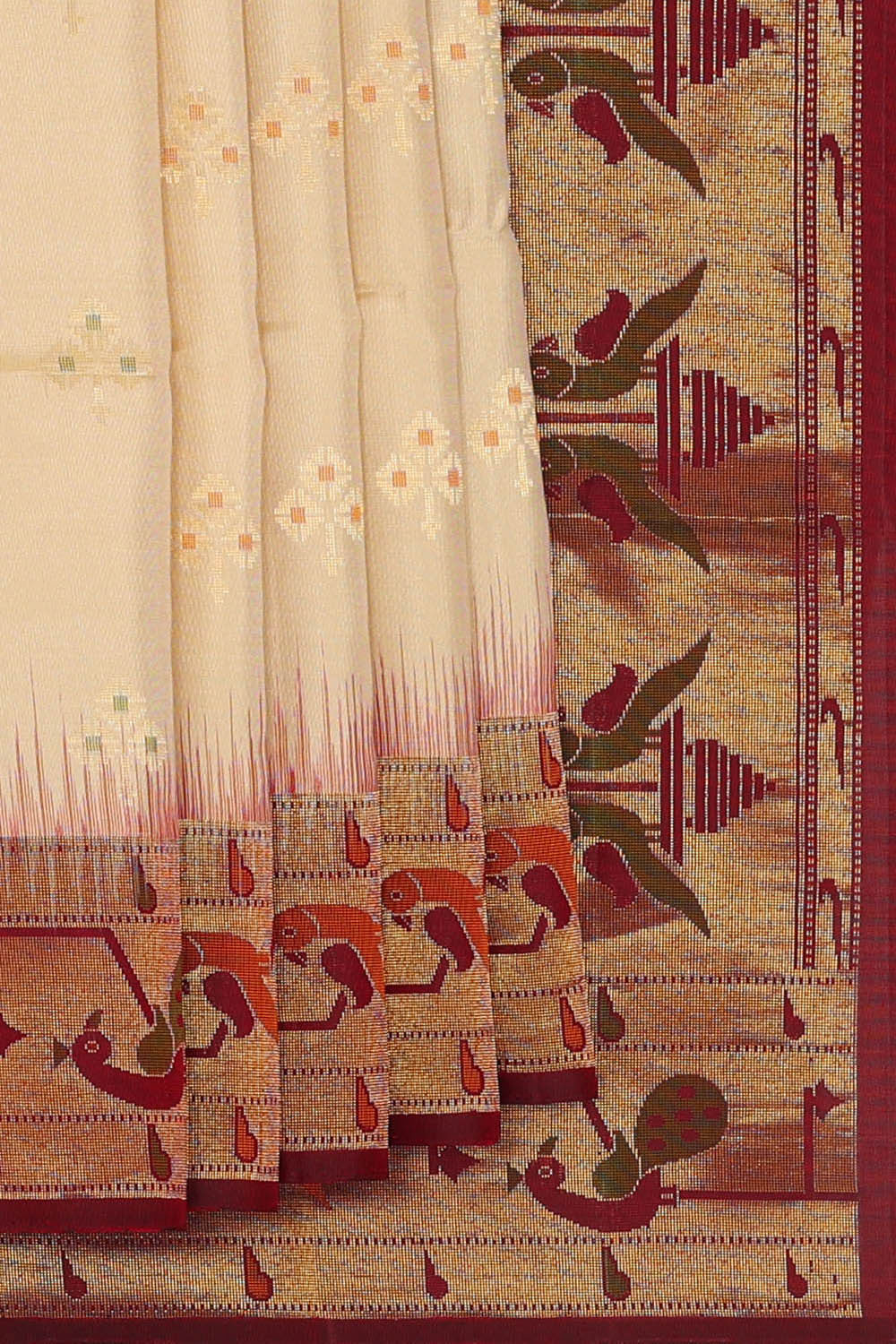 Cream Silk Saree