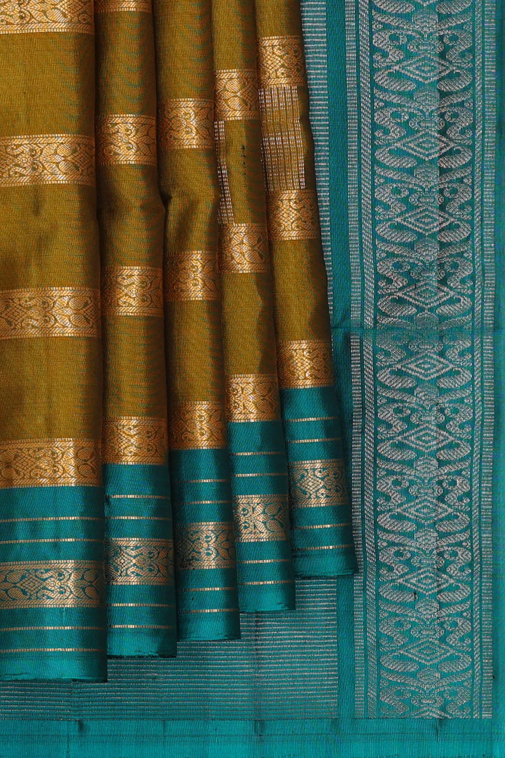 Mehndi Brown Silk Saree