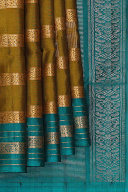 Image of Mehndi Brown Silk Saree