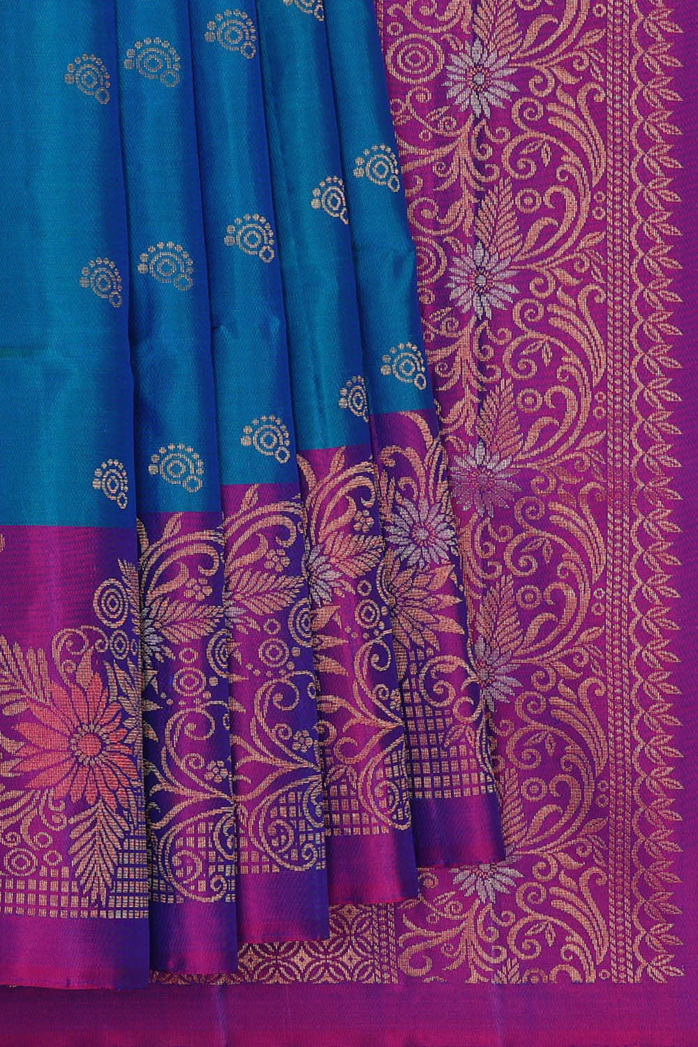 Image of Ocean Blue Silk Saree