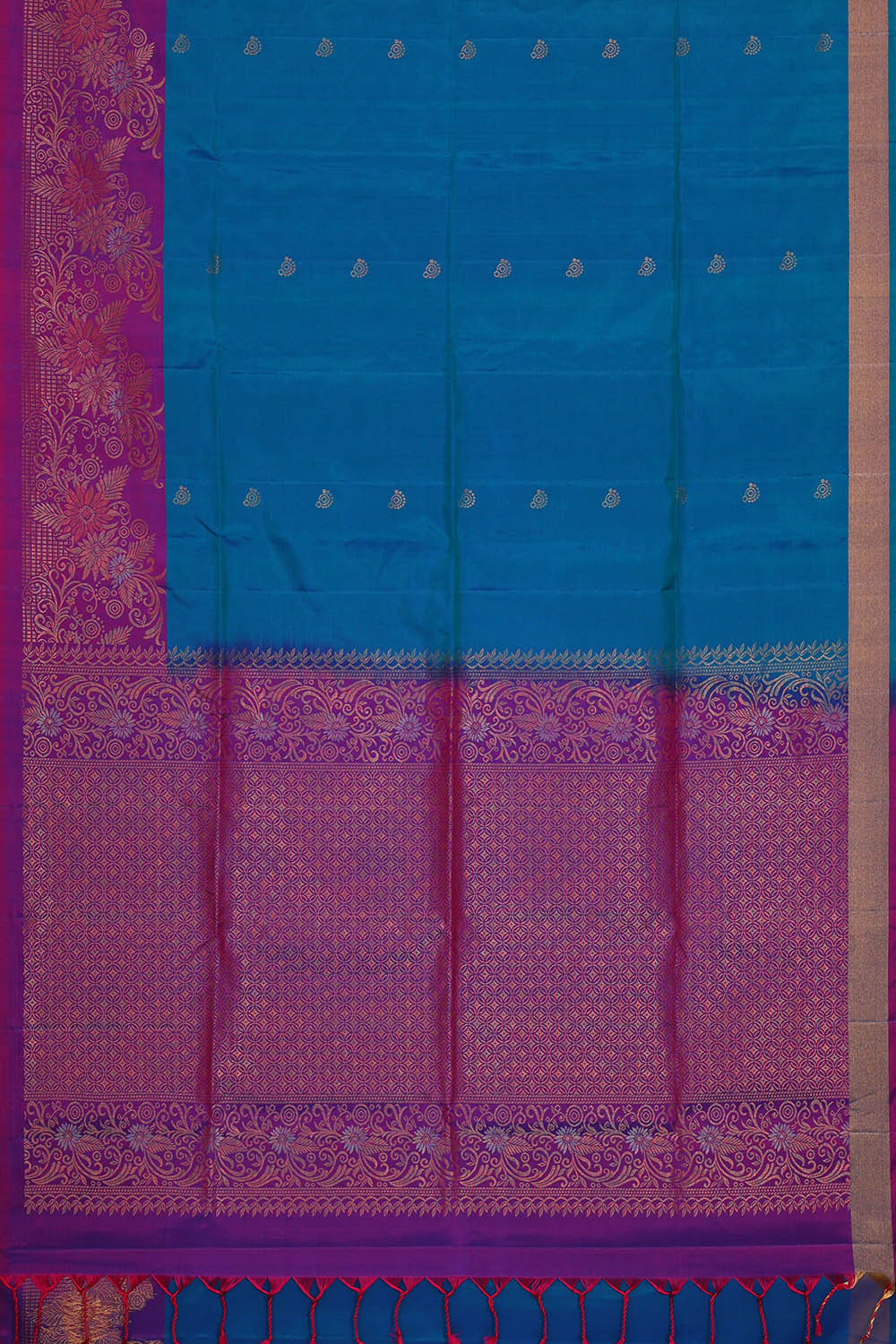Image of Ocean Blue Silk Saree