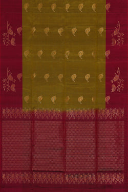 Image of Mehndi Green Silk Saree