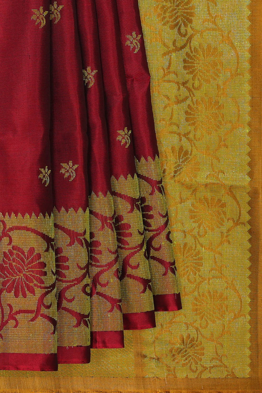 Image of Dark Red Silk Saree
