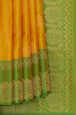 Image of Mustard Yellow Silk Saree