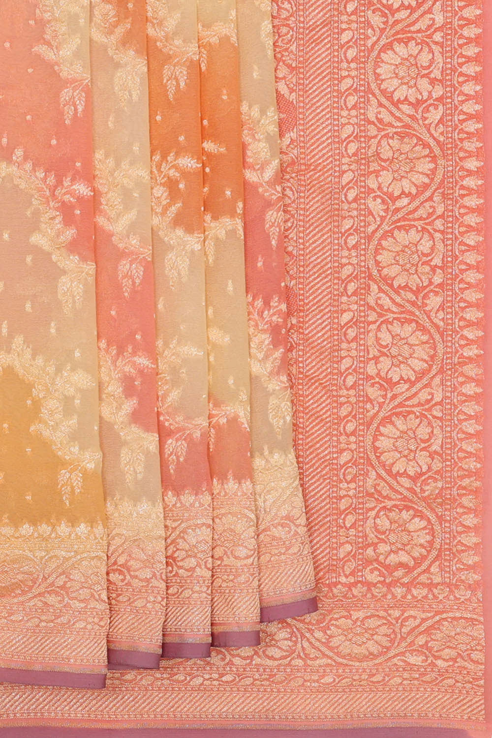 Image of Banarasi Georgette Yellow Saree