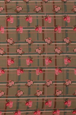 Image of Printed Dusty Olive Silk Saree