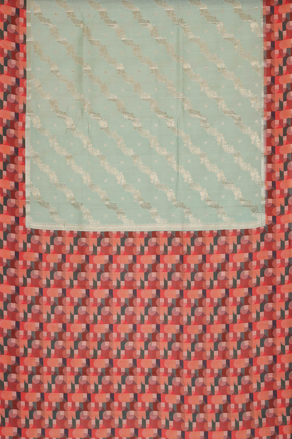Printed Light Sea Green Silk Saree