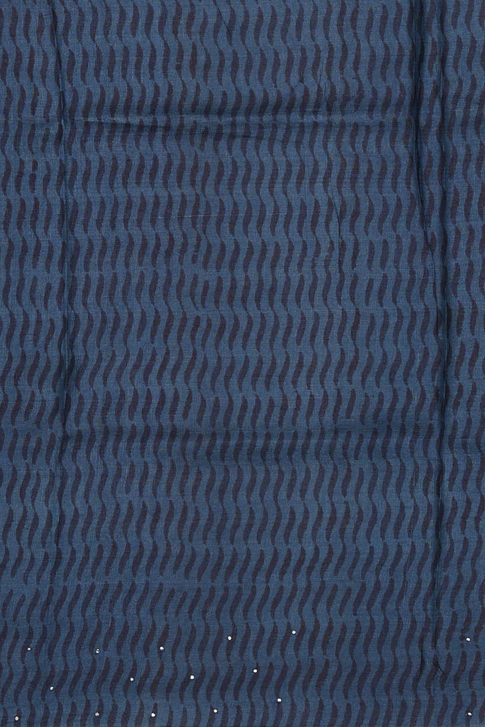 Image of Printed Tussar Cream-Blue Saree