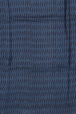 Image of Printed Tussar Cream-Blue Saree