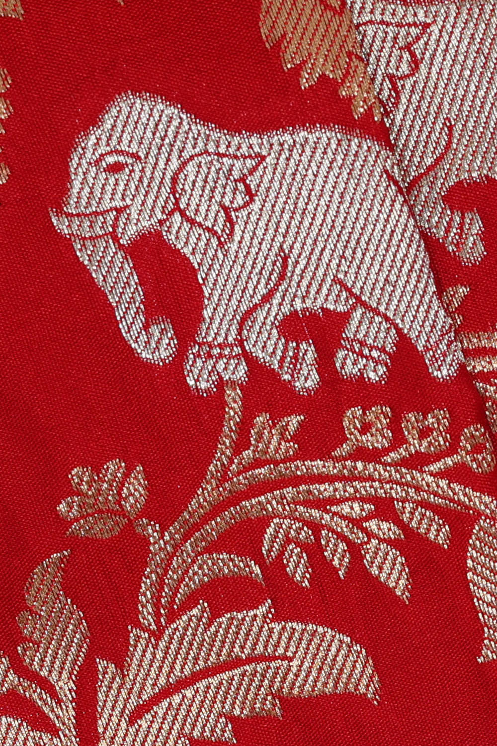 Image of Semi Banarasi Silk Red Saree