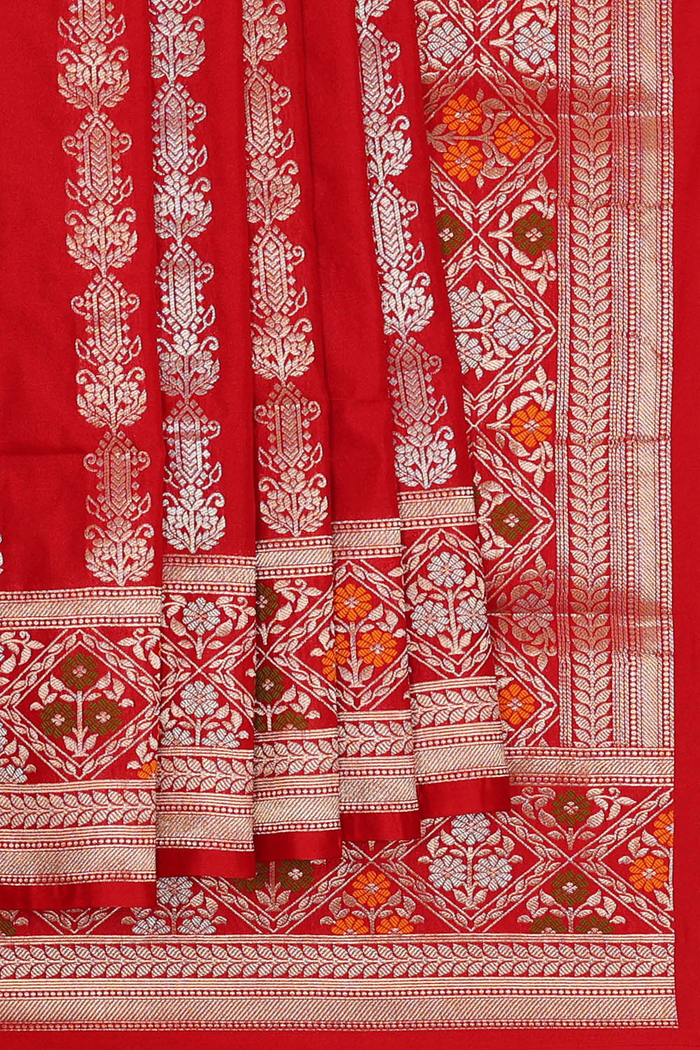 Semi Banarasi Silk Red Saree