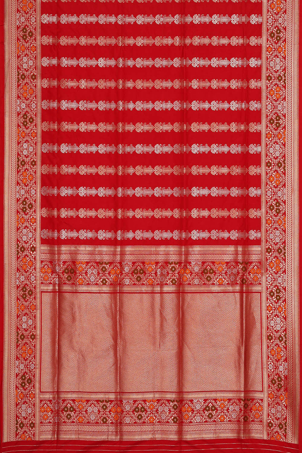 Semi Banarasi Silk Red Saree