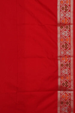 Image of Semi Banarasi Silk Red Saree