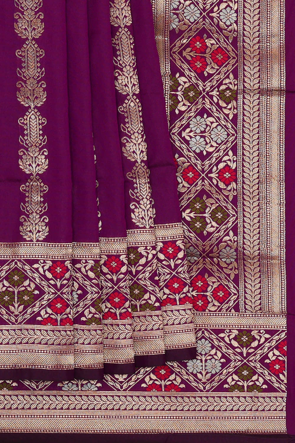 Image of Semi Banarasi Silk Purple Saree