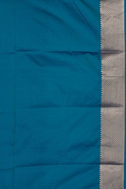 Image of Semi Banarasi Silk Teal Blue Saree