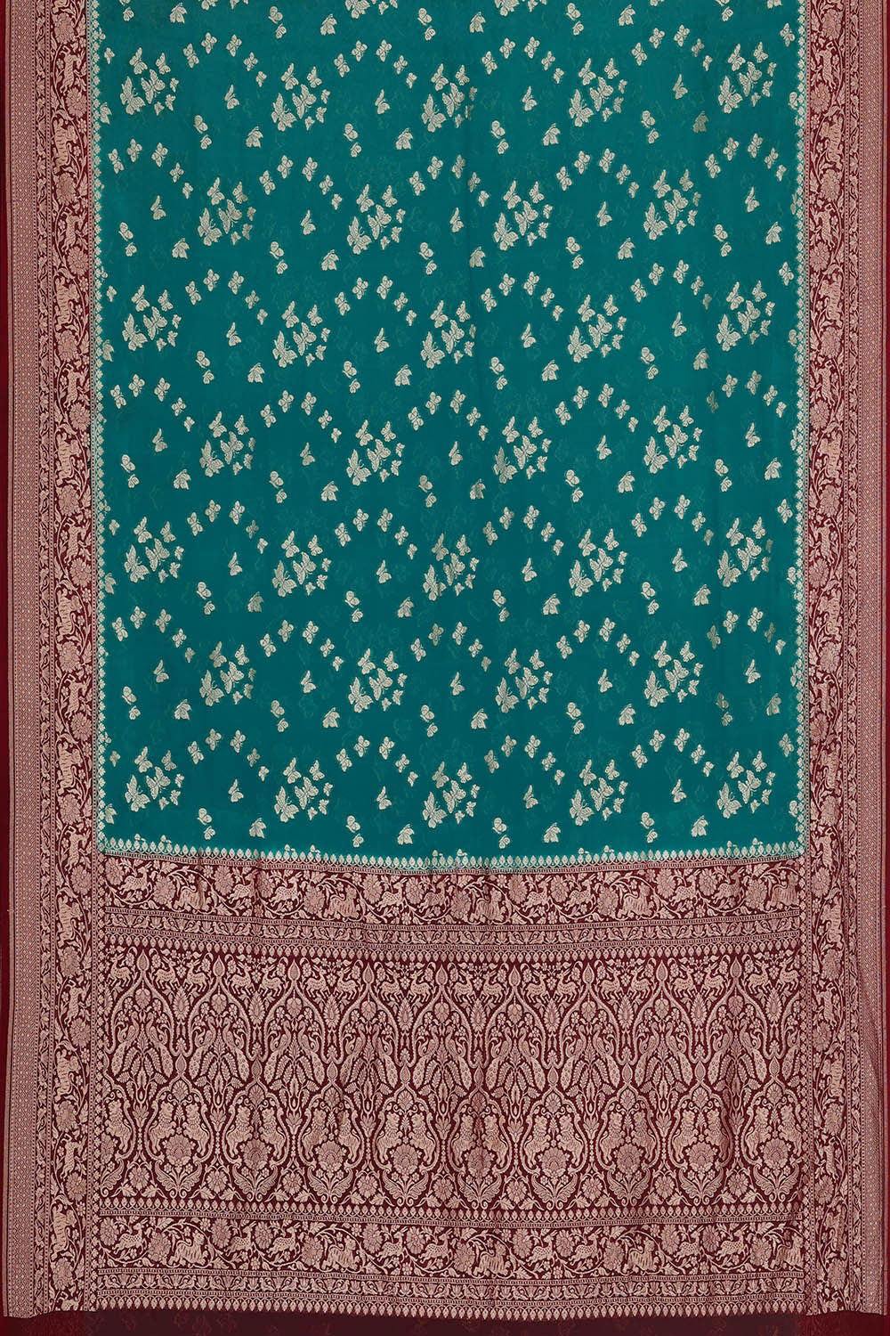 Banarasi Georgette Crepe Teal Blue Saree